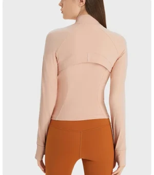 Winter New Fashion Women Nude Skin Friendly Sports Jacket Zipper High Elastic Breathable Gym Tops Long Sleeves Yoga Jacket