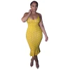Women 2021 Summer new suspender sleeveless polka dot print ruffle dress Dress