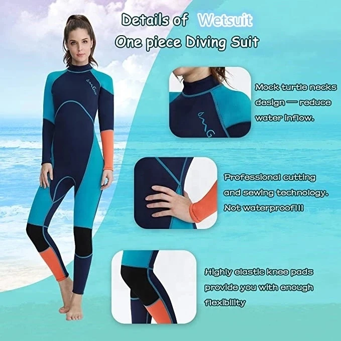 Women 3 mm neoprene wetsuit High elasticity colorful stitching Surf Diving suit Equipment