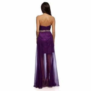 Women&#039;s Purple Rhinestone Beaded Sheer-overlay cocktail dress, formal gown homecoming prom dress