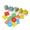Wooden Educational Preschool Toddler Toys for 1-5 Years Old Kids Shape Color Recognition Geometric Board Blocks Non-Toxic Toy