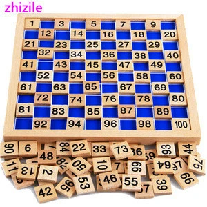 Wooden hundreds board mathematics teaching aids Montessori Early Education 1-100 continuous number Board digital toys