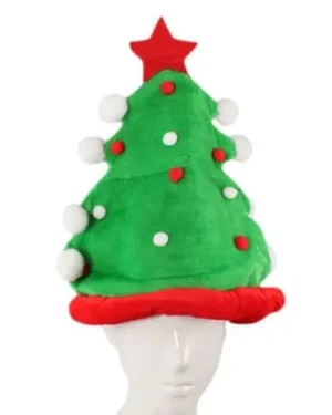 Xmas Red Green Tree Caps Plush Fabric Christmas Tree Hat Decoration