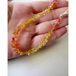 Yellow sapphire faceted drops briolette beads