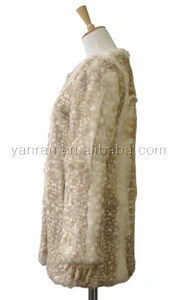 YRFUR YR034 Deer Bambi Print Factory Fur Coat Rabbit/Long Style Rabbit Fur Coat Women