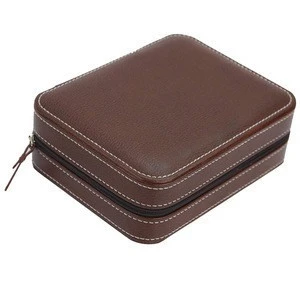 Zippered Watches Box Travel Case - Watch Organizer Collection - Top Grade Carbon Fibre PU Leather