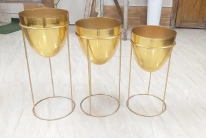 Set Of 3 Electroplated Gold planters - Pure Metal
