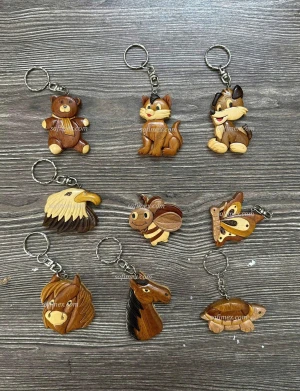 Wooden keychain ring