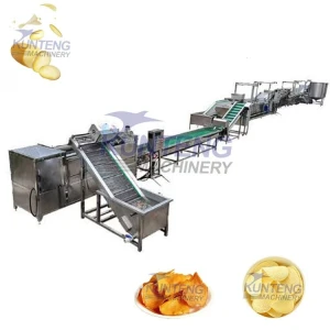 Potato slice banana slice fruit slice frying production line, French fry making machine, banana slice frying equipment