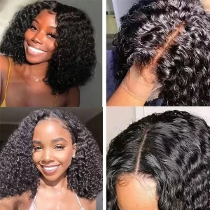 13*4 Short Curly Bob Human Hair Wigs lace frontal  wig