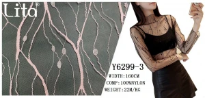 Lita Y6299-3# 100% nylon Branch lines lace fabric good quality mesh fabric soft tulle fabric for see-through dress