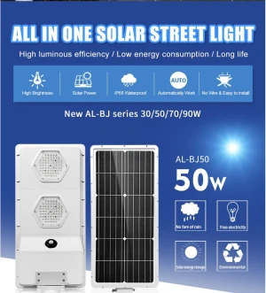 High Efficiency Outdoor Waterproof Ip65 smd 50w Integrated All In One Solar Led Street Light