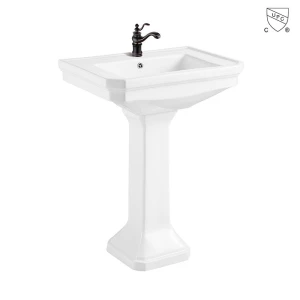CUPC certified bathroom sanitary ware lavatory glassy white rectangle pedestal basin