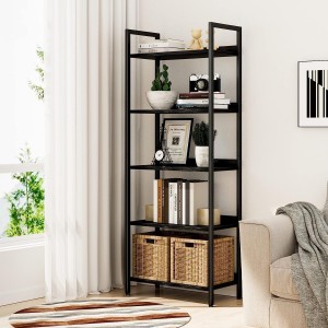 Bookshelf, 5 Tier Bookshelves, Home Office Bookcase Shelf Storage Organizer, Free Standing Storage Shelving