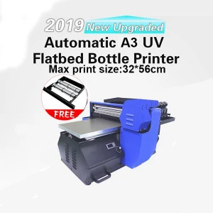 2019 New Updated Automatic A3 UV Flatbed Bottle Printer