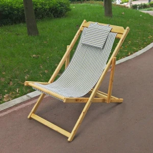 Outdoor leisure wood lounge chair beach folding chair