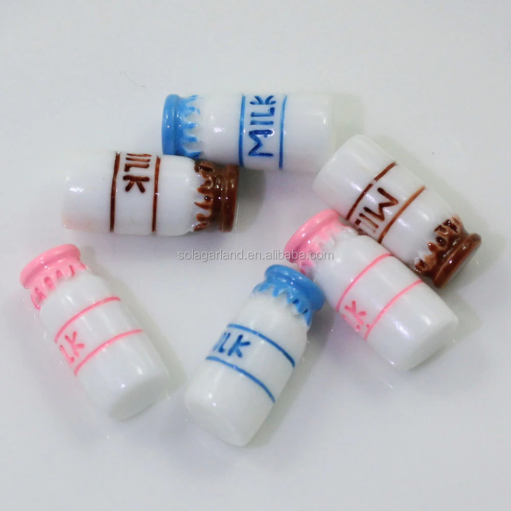 100Pcs Kawaii Resin Cabochon Milk Bottle Flatback Flat Back DIY Resin Dollhouse Food Craft Decor Embellishment For Phone Case