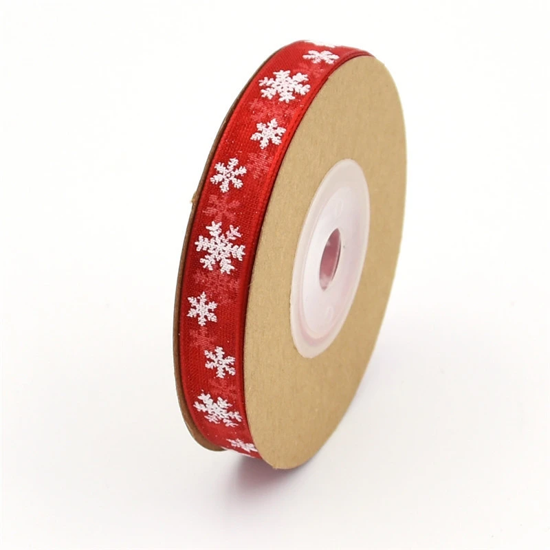 10mm 25mm Organza Ribbon Snowflake Christmas Ribbons for Handmade DIY Gift wrapping decoration wholesale 10 meters/lot