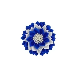 11 cm 4.5 inch Elastic blue Satin RIbbon Layer petal flower brooch pin