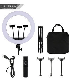 18 inch Selfie Ring Light with Tripod Stand&amp;3 Cell Phone Holder&amp;Remote Control For Live Stream