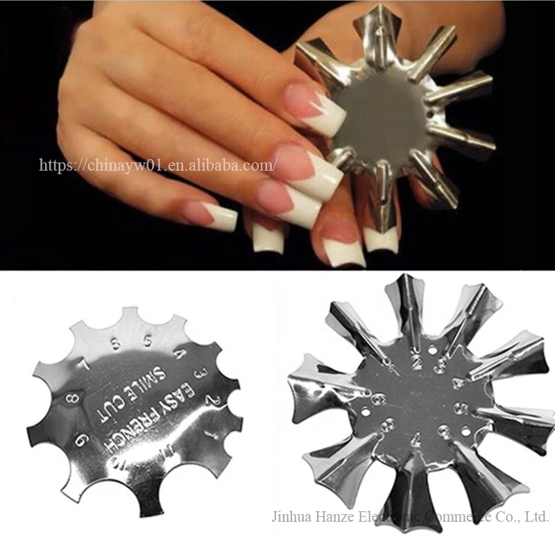 1Pc Stainless Steel Nail Easy French Cut Metal Plates Model DIY Design Tools French Nail Template Nail French Cutter