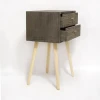 2 drawers solid wood bedside table nightstand