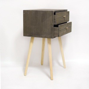 2 drawers solid wood bedside table nightstand