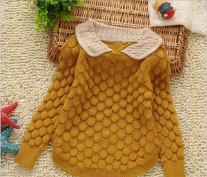 2017 new design girl sweater , girls longsleeve plain 7GG knit sweater
