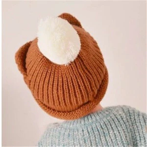 2018 Cheap Factory Children&#039;s Warm Knit Hats faux fur pom poms and baby winter crochet knitted hats cap