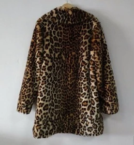 2018 New Leopard Long Faux Fur Jacket Coat