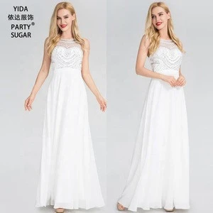 2019 Evening Dress Long Gown Ladies White Bridesmaid Dresses for Girls
