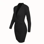 2020 autumn and winter hot style slim bag hip stylish  deep v woman evening dress