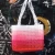 Import 2020 Fashion Green Pink Gradient Color Stripes Large Acrylic Bead Bag Casual Tote Bag from China