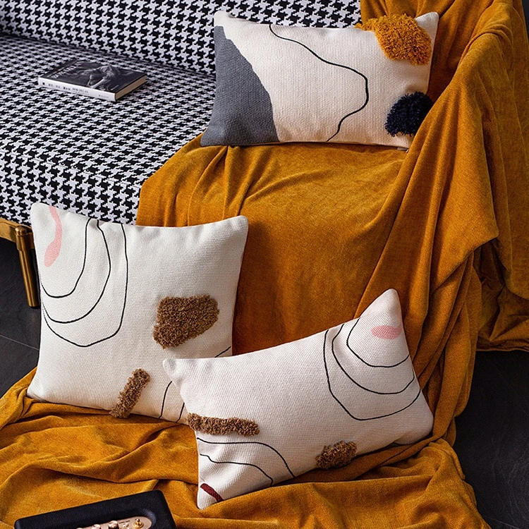 2020 Spring new design sofa pillow case colour tufted boho cushion case cover for home decoration