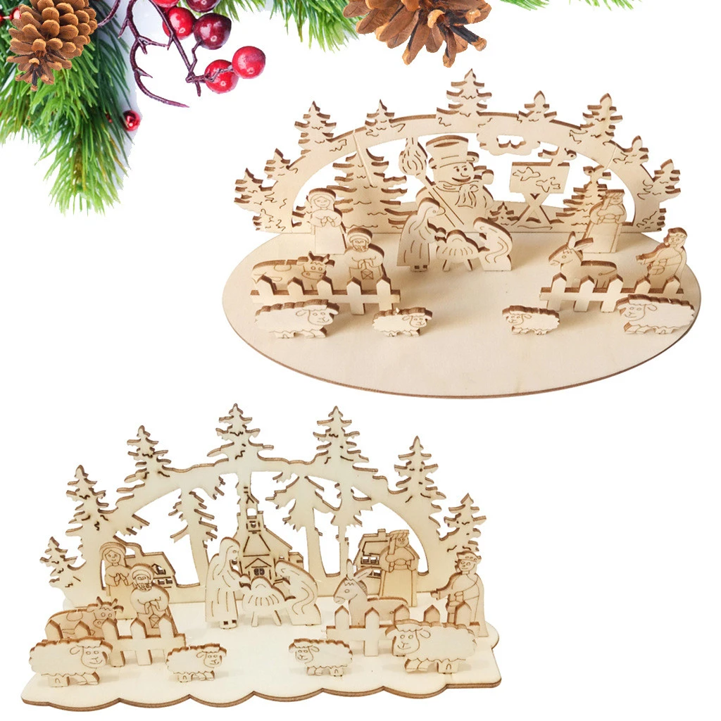 2021 Christmas Gift Wooden Wood Slices  Ornaments Christmas Wooden Decoration For Kids Drawing Christmas Diy Craft