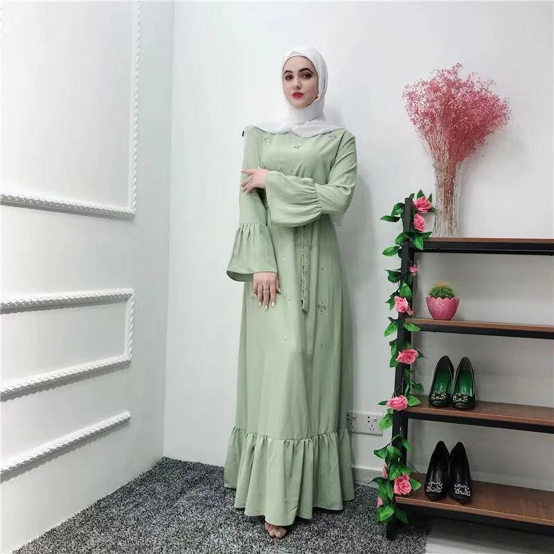 2021 Fashion classic dubai islamic clothing Muslim long sleeve maxi dress