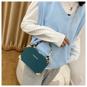 2021 fashion embroidered handle pu leather ladies shoulder crossbody box purse with Silk scarf women handbags
