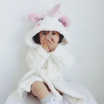 2021 Unicorn Organic Lovely Cute Plush Animal Fac Bathrob Toddler New Born Girl Terry Bath Robe  Gown Bathrobe For Newborn Baby
