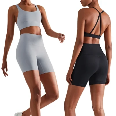 2023 Lulu New No Embarrassment Line Nude Feeling Fitness Workout Active Wear High Waist Peach Buttock High Elastic Tight Sports Yoga Gym Shorts for Women