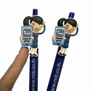 2024 new cute custom cartoon pen ballpoint cartoon soft rubber material artwork cute cartoon pen with custom logo