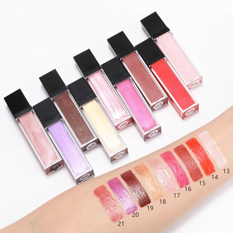 21 Colors Cosmetics Glossy Lip Gloss Vendor Custom Shiny Glitter Clear Liquid Lipgloss Private Label