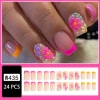 24pcs/set European Square Purple French false Nails Fashionable Sunflower Small Flower Designs Wearable Colorful Cross-Border