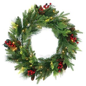 24&quot; holiday door hanging Christmas decoration wooden wreath