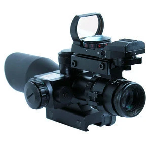 2.5-10X40 Hunting Tactical Riflescope w/ Red Laser &amp; Holographic Green / Red Dot Sight Airsoft