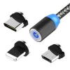 3 in 1 LED USB Magnetic Cable Type C Micro 8Pin Plug Magnet USB Cable for iPhone X 8 7 6 Plus 5s SE