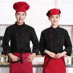3 piece set design custom logo cotton long sleeve lady classic restaurant waiter waitress men women chef uniform bakery uniforms