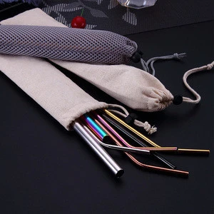 304 Stainless Steel Straw Straight and Bent Black Silver Rainbow Color Bar Accessories Long Stainless Steel Drinking Straws