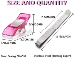 30Pcs Sewing Clips and 6Pcs Stainless Steel Hemming Clips 3 Inches Measurement Ruler Quilting Supplies for Pinning
