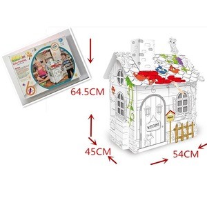 3D puzzle painting toys magic castle doodle house children&#39;s diy color painting