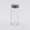 4 oz 120ml clear square glass spice jar glass bottles for salt pepper herb seasoning storage with shaker tops silver metal lid